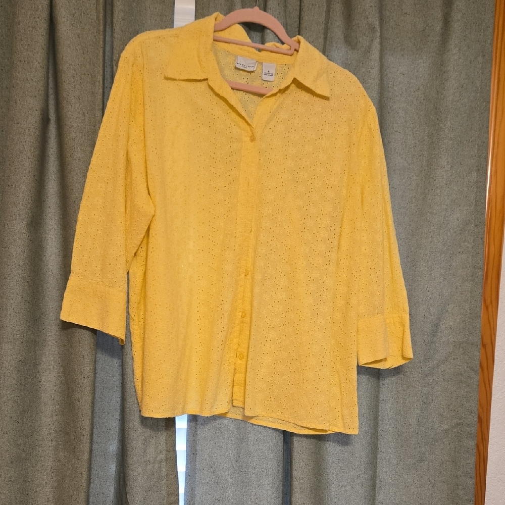 Kim Rogers Sunny Yellow Eyelet Blouse